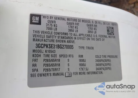 2011 Chevrolet Silverado 1500 Lt from USA, damaged, VIN 3GCPKSE31BG270005